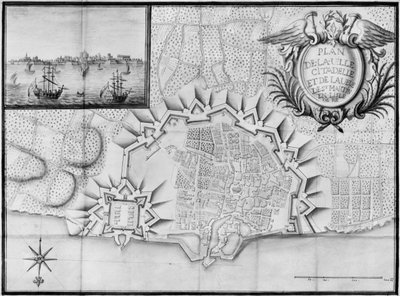 Plan van de stad en de citadel van Saint-Martin-de-Re, Ile de Re door French School